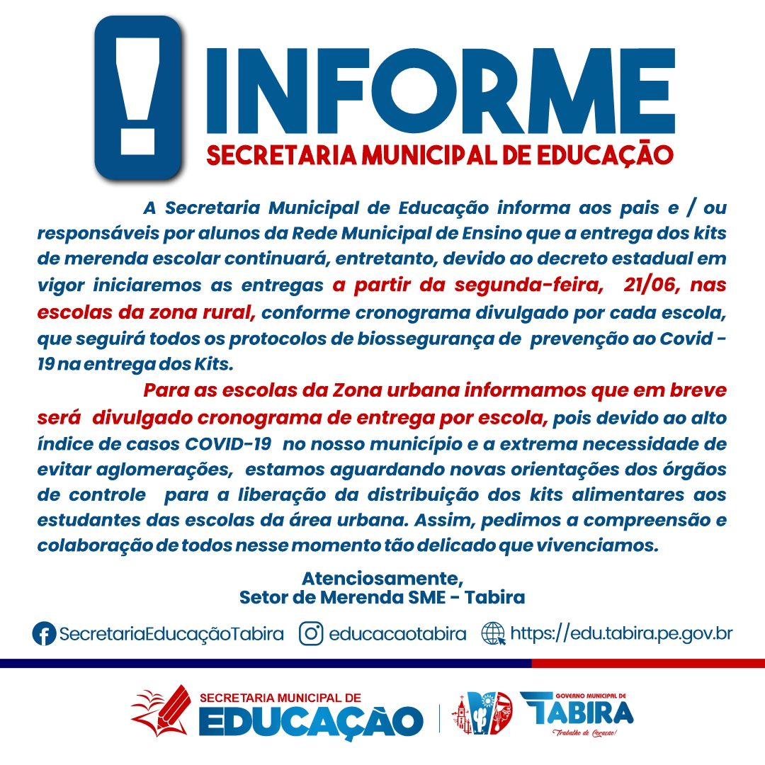 Read more about the article Informe – Secretaria Municipal de Educação