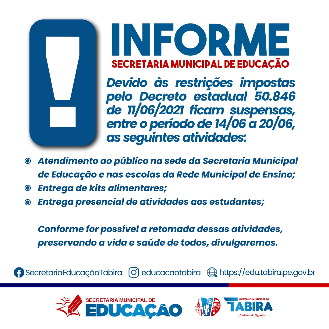 Read more about the article Informe Secretaria Municipal de Educação